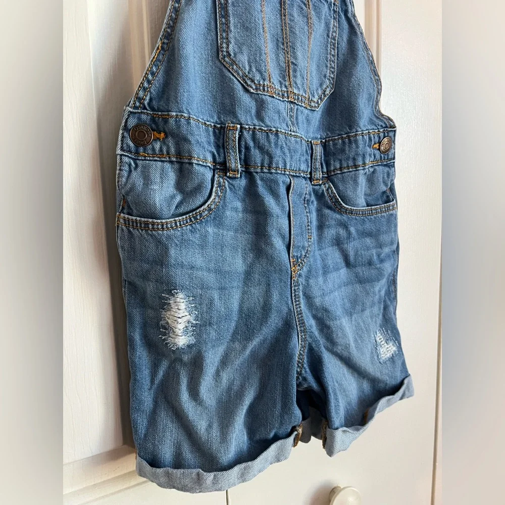 OshKosh B'gosh Blue Denim Short Overalls Size 6/6x GUC